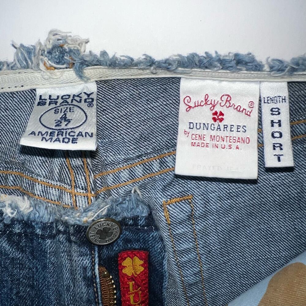 Vintage LUCKY BRAND frayed waist boot cut Dunagrees size 27 Short - Picture 4 of 8